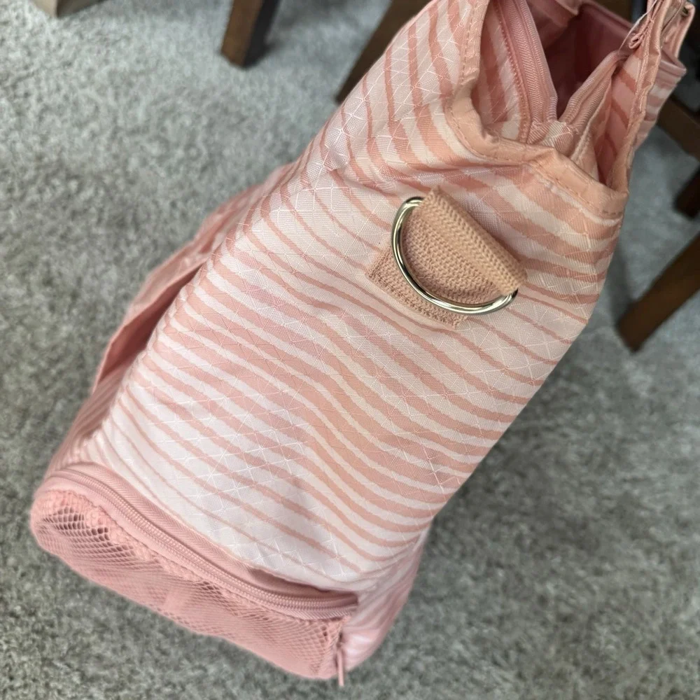 Thirty One 31 Peach Stripe Bag All Pro Tote Pool Beach Gym Yoga Diaper *Read
